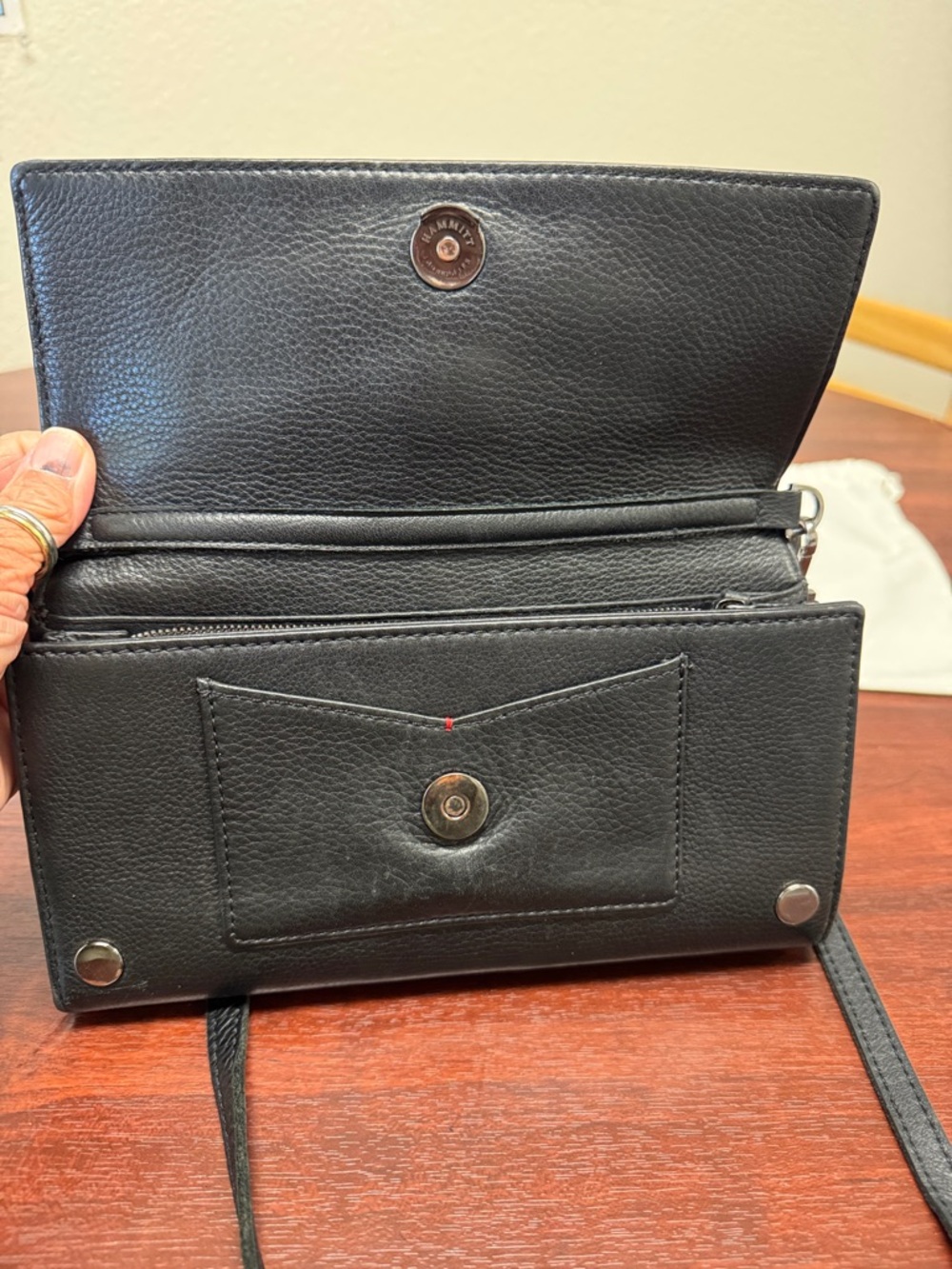 Hammitt AJ Black Leather Crossbody Clutch with Silver Hardware - Picture 5 of 11